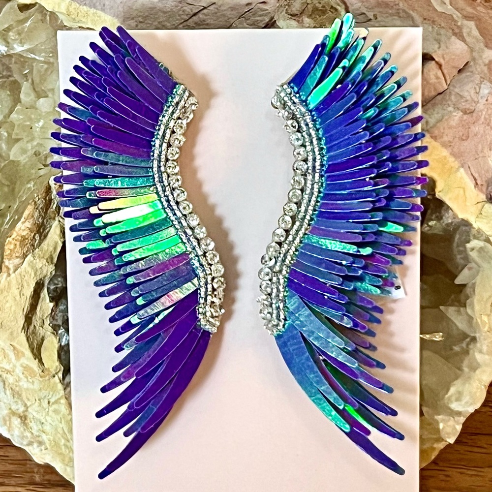 NWT Mignonne Gavigan Madeline Light Metallic Purple Statement Earrings - Picture 4 of 16